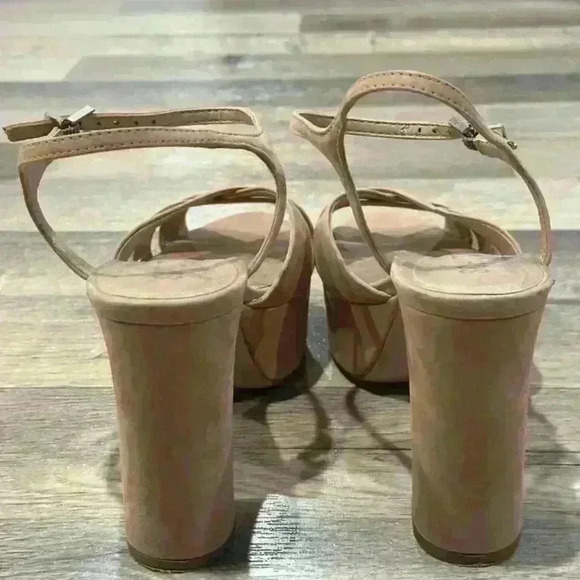 Schutz Keefa Nude Suede Platform Sandals - Picture 6 of 7